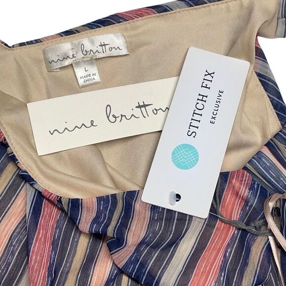 Nine Britton Levie Muted Stripe Puff Strap Tank N0256 - Picture 4 of 8